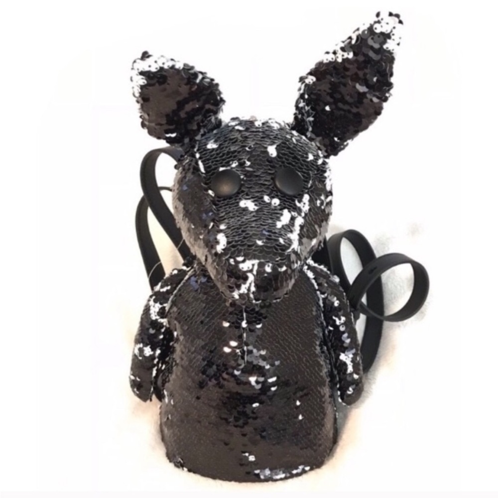 Kendall & Kylie Black Sequin Normie Dog Backpack RARE